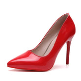 High-heeled shoes women fine heel pointed head design sexy temperament bright leather French patent leather women's shoes